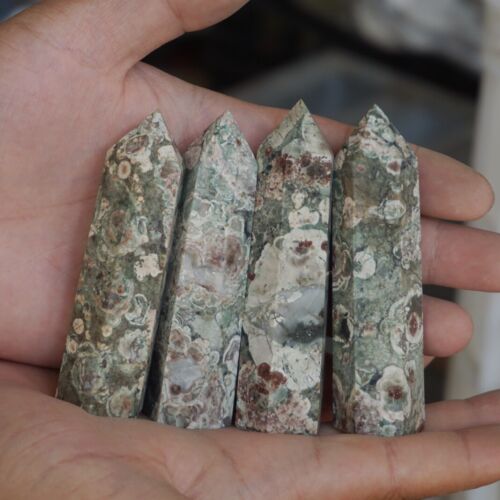 2KG 4.4LB 30Pcs Natural Green Sakura Jasper Crystal Point Tower Healing Russia Bulk