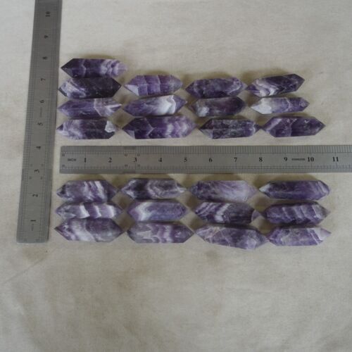 2KG 4.4LB 50Pcs Natural Phantom Chevron Amethyst Crystal Double Point Wand Healing