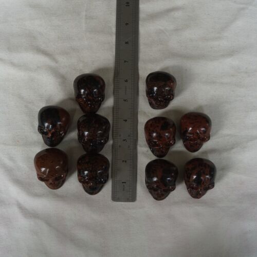 20Pcs 3.4LB Natural Mahogany Obsidian Quartz Crystal Skull Carving Head Healing