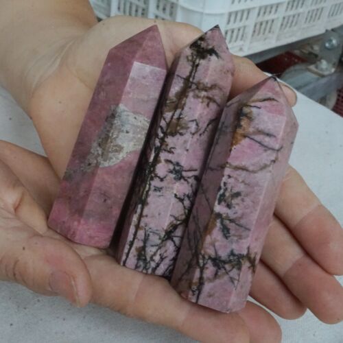 5kg 11LB 45Pcs Natural Rhodonite Quartz Crystal Point Tower Polished Healing Brazil Wholesale Lot