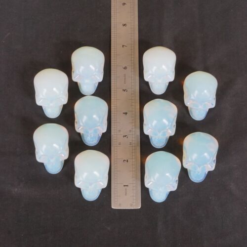 20Pcs 1.5KG 3.2LB White Opal Opalite Quartz Crystal Skull Head Carving Healing Bulk