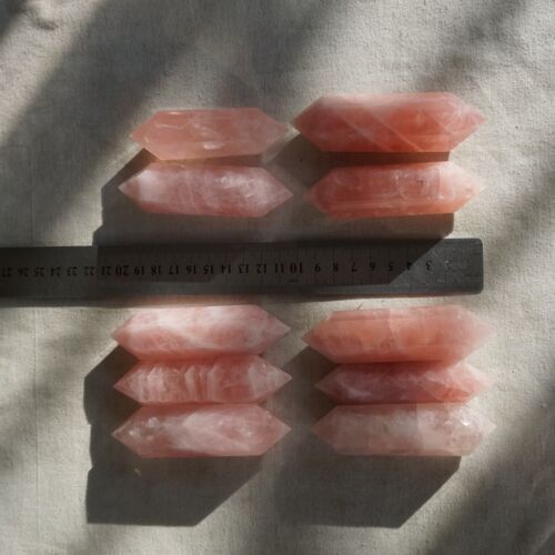 2KG 4.41LB 20Pcs Natural Pink Rose Quartz Crystal Double Points Wand Polished Healing