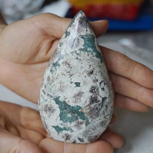 2.4KG 5.2LB 10Pcs Natural Green Sakura Jasper Crystal Point Flame Palm Stone Healing