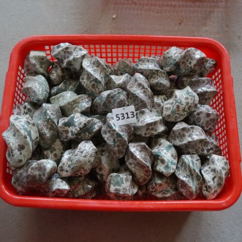 2.2KG 4.9LB 10Pcs Natural Green Sakura Jasper Crystal Flame Point Carved Healing