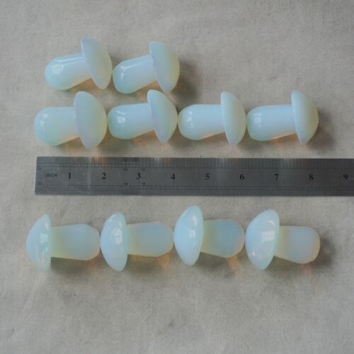 1.4KG 20Pcs 3LB White Opal Opalite Quartz Crystal Mushroom Carving Palm Healing 5cm