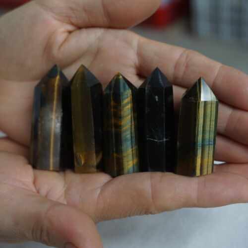 2KG 4.4LB 78Pcs Smaller Natural Blue Yellow Tiger Eye Quartz Crystal Point Tower Healing