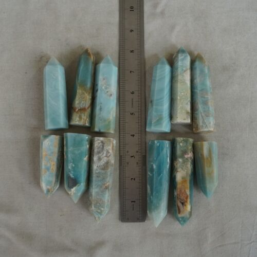 2kg 4.4LB 24Pcs Natural Blue Amazonite Quartz Crystal Points Tower Wand Healing