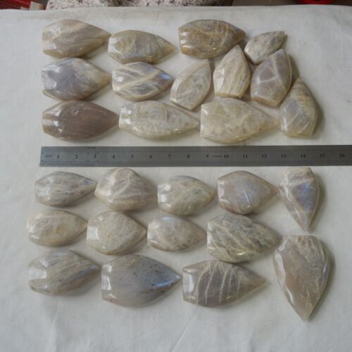 5KG 11LB 26Pcs Natural Blue Rainbow Moonstone Crystal Palm Stone Point Flame Healing