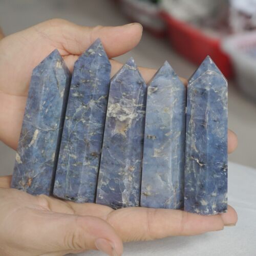 24Pcs 2KG,4.4LB Natural Blue Rose Quartz Crystal Point Tower Polished Healing Brazil