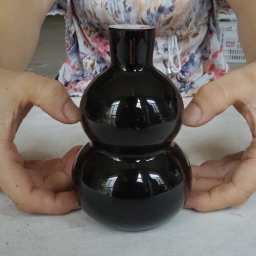 5 Pieces 4.2KG 4.8" Natural Black Obsidian Quartz Crystal Luck Gourd Carving Healing 12cm