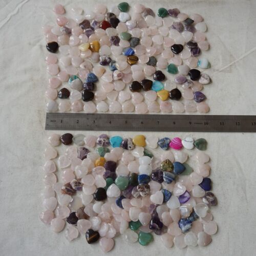 2Kg 4.4LB 580Pcs Tiny Natural Quartz Crystal Jasper Heart Mixed Stone Tumble Healing 2cm