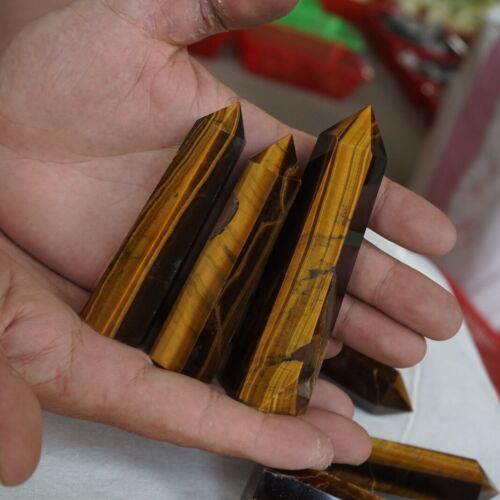 2KG 4.4LB 16Pcs Natural Tiger Eye Quartz Crystal Point Tower Polished Healing