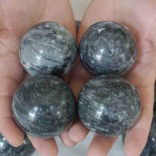 5kg 11LB 25Pcs Natural Black Flower of Fog Jasper Quartz Crystal Sphere Ball Healing