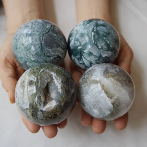 5KG 11LB 14Pcs Natural Moss Agate Carnelian Quartz Crystal Geode Sphere Ball Healing