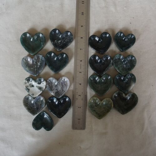 1KG 2.2LB 17Pcs Natural Moss Agate Carnelian Quartz Crystal Heart Palm Bowl Healing