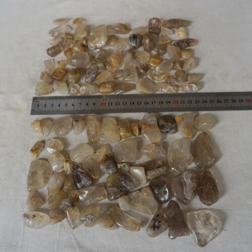 11LB 5KG 550Pcs Natural Gold Hair Rutile Quartz Crystal Palm Stone Tumbled Healing Wholesales Lot