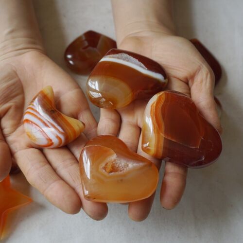 4.4LB 2KG 24Pcs Red Sardonyx Carnelian Agate Crystal Heart Star Moon Heart Healing