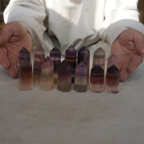 2kg 4.4LB 26Pcs Natural Rainbow Fluorite Quartz Crystal Point Tower Polished Healing