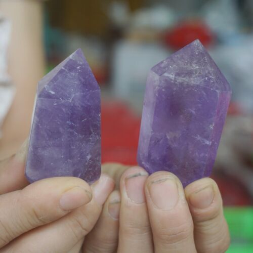 2KG 60Pcs 4.4LB Natural Purple Amethyst Quartz Crystal Double Point Wand Healing