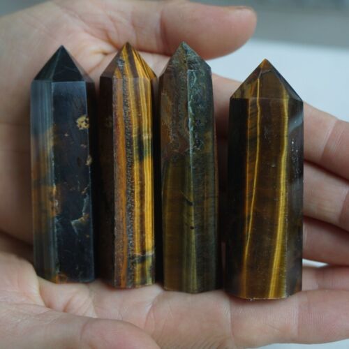 2KG 4.4LB 46Pcs Natural Blue Yellow Tiger Eye Quartz Crystal Point Tower Healing