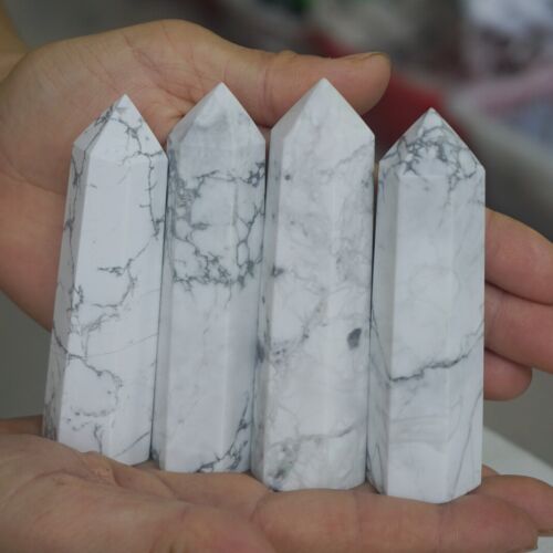 24Pcs 2KG 4.4LB Natural White Howlite Crystal Point Tower Obelisk Polished Healing