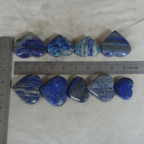 2KG 4.4LB 18Pcs Natural Lapis Lazuli & Pyrite Crystal Palm Stone Heart Carved Healing