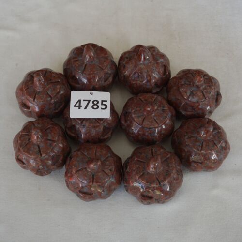 5.5LB 10Pcs Natural Red Katophorite Jasper Crystal Carving Pumpkin Lantern Healing Whloesales