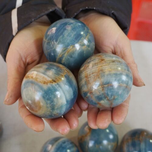 5KG 11LB 18Pcs Natural Blue Onyx Calcite Crystal Sphere Ball Energy Stone Healing Whloesales Lot