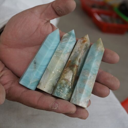 2kg 4.4LB 24Pcs Natural Blue Amazonite Quartz Crystal Points Tower Wand Healing