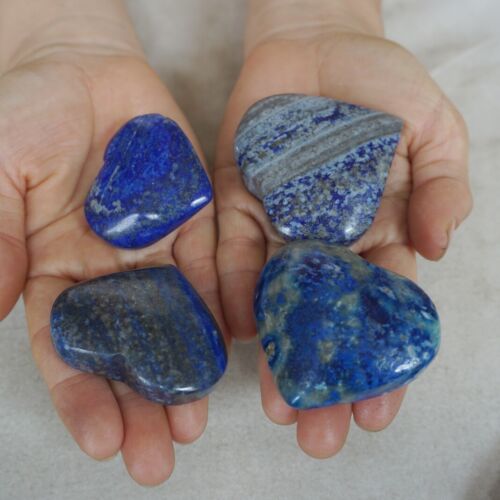 2KG 4.4LB 18Pcs Natural Lapis Lazuli & Pyrite Crystal Palm Stone Heart Carved Healing