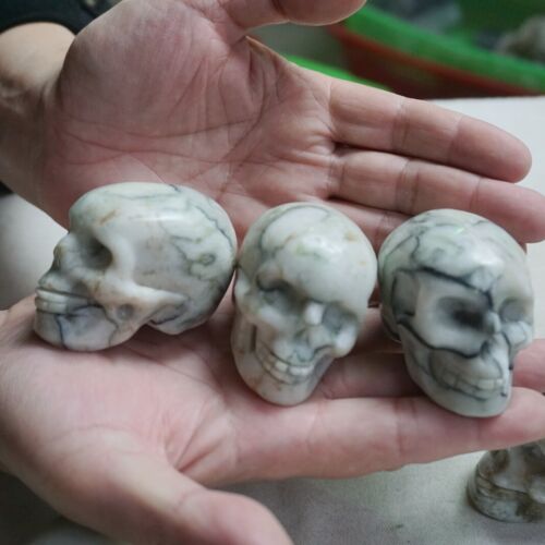 2KG 4.4LB 10Pcs Natural Network Jasper Crystal Skull Carving Head Sculpture Healing