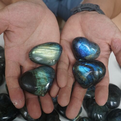 5KG 11LB 58Pcs Natural Rainbow Labradorite Crystal Gem Stone Heart Healing Wholesale