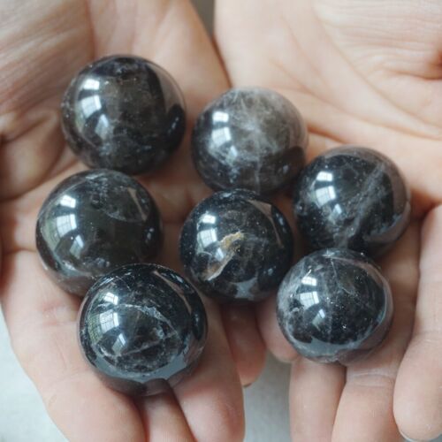 2.2LB 50Pcs Natural Black Dark Smoke Quartz Crystal Sphere Ball Polished Healing