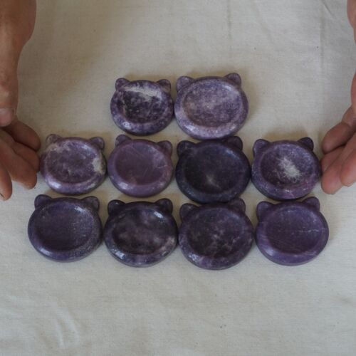 20Pcs 1.1KG 2.4LB Purple Mica Lepidolite Quartz Crystal Decompression Thumb Bowl Bulk