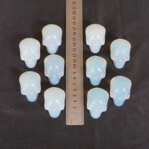 20Pcs 1.5KG 3.2LB White Opal Opalite Quartz Crystal Skull Head Carving Healing Bulk