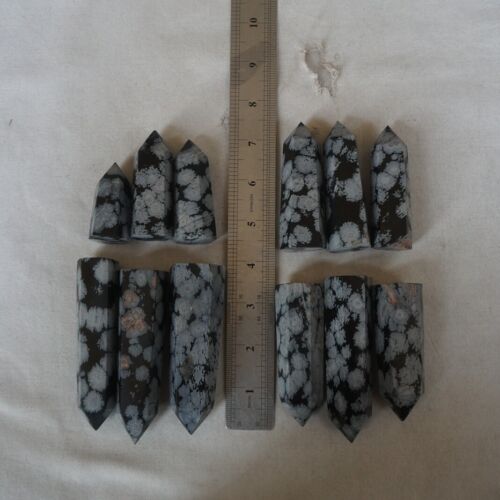 5KG 90Pcs Natural Snowflake Obsidian Quartz Crystal Points Tower Obelisk Healing Bulk