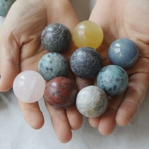 2Kg 4.4LB 54Pcs Natural Quartz Crystal Jasper Sphere Ball Mixed Stone Tumble Healing 3cm