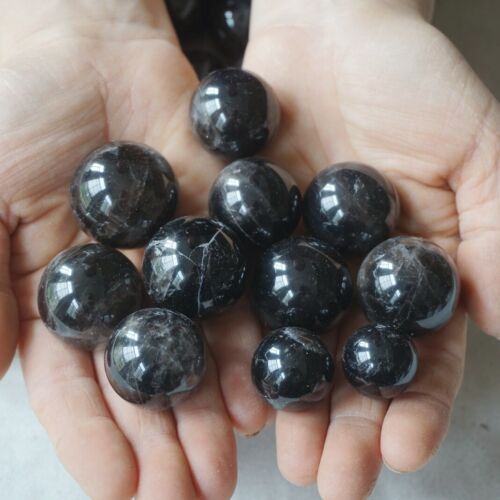 2.2LB 50Pcs Natural Black Dark Smoke Quartz Crystal Sphere Ball Polished Healing