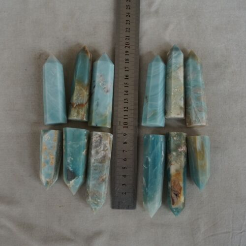 2kg 4.4LB 24Pcs Natural Blue Amazonite Quartz Crystal Points Tower Wand Healing