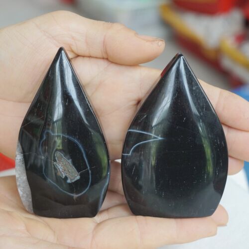 2.8KG 6LB 20Pcs Natural Black Carnelian Agate Crystal Point Flame Palm Stone Healing