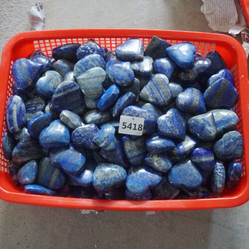 2KG 4.4LB 18Pcs Natural Lapis Lazuli & Pyrite Crystal Palm Stone Heart Carved Healing