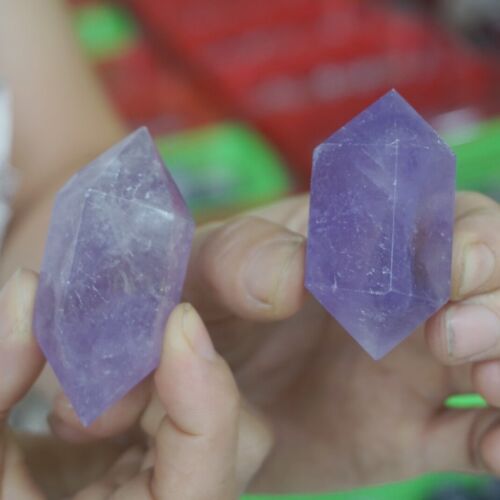 2KG 60Pcs 4.4LB Natural Purple Amethyst Quartz Crystal Double Point Wand Healing