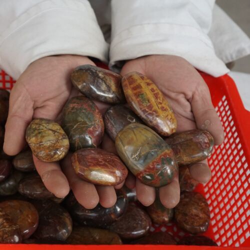 5kg 60 Pieces 11LB Cherry Creek Jasper Picasso Crystal Tumbled Palm Stone Healing