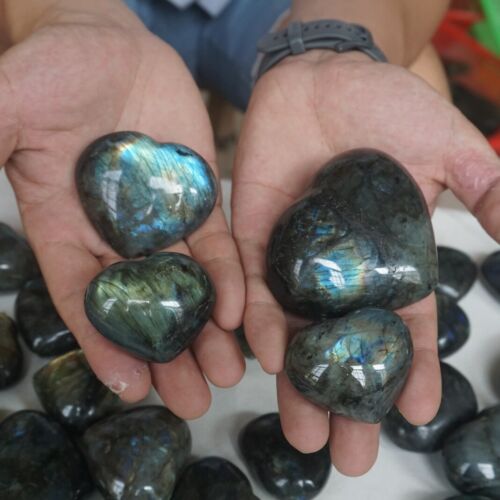 5KG 11LB 58Pcs Natural Rainbow Labradorite Crystal Gem Stone Heart Healing Wholesale