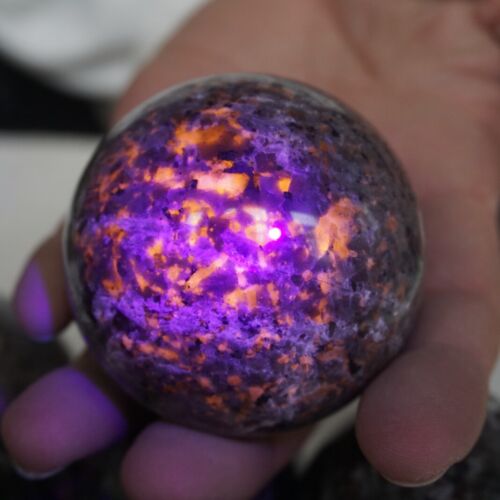 5KG 15Pcs 11LB Yooperlite Fire Stone Crystal Ball Flashing Flame Under Ultraviolet