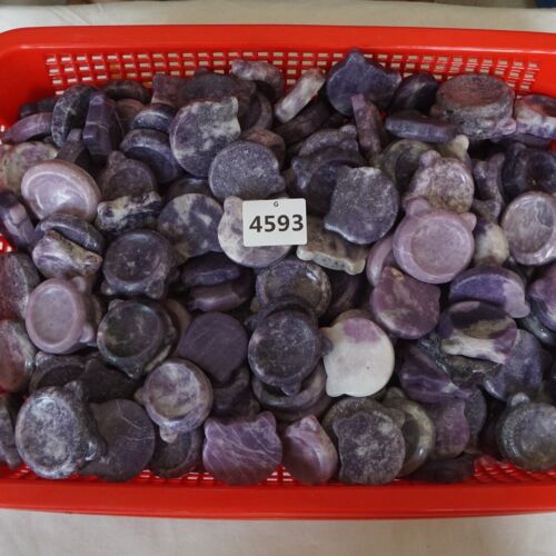 20Pcs 1.1KG 2.4LB Purple Mica Lepidolite Quartz Crystal Decompression Thumb Bowl Bulk