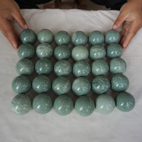 4.8kg 10.5LB 30Pcs Natural Green Jasper Quartz Crystal Sphere Ball Polished Healing