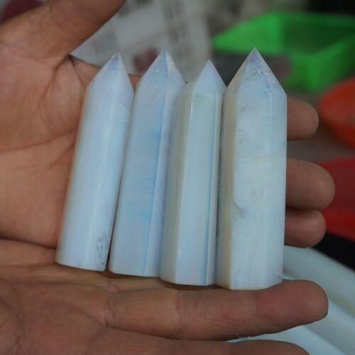 9LB 60Pcs White Manmade Opal Crystal Gem Stone Point Tower Healing Angel Skin