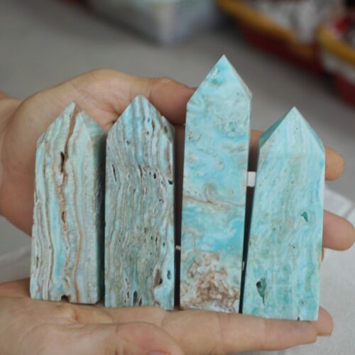 2KG 4.4LB 16Pcs Natural Blue Hemimorphite Quartz Crystal Geode Point Tower Healing