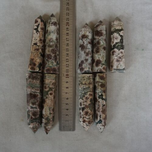 2KG  24Pcs Natural Green Sakura Jasper Crystal Point Tower Healing Russia Bulk